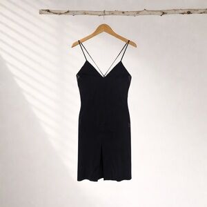 Avec‎ Les Filles Black Slip Dress Womens L Criss Cross Strappy Midi Minimalist